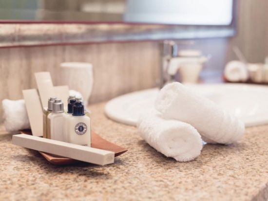 Toiletries in the suite bathroom